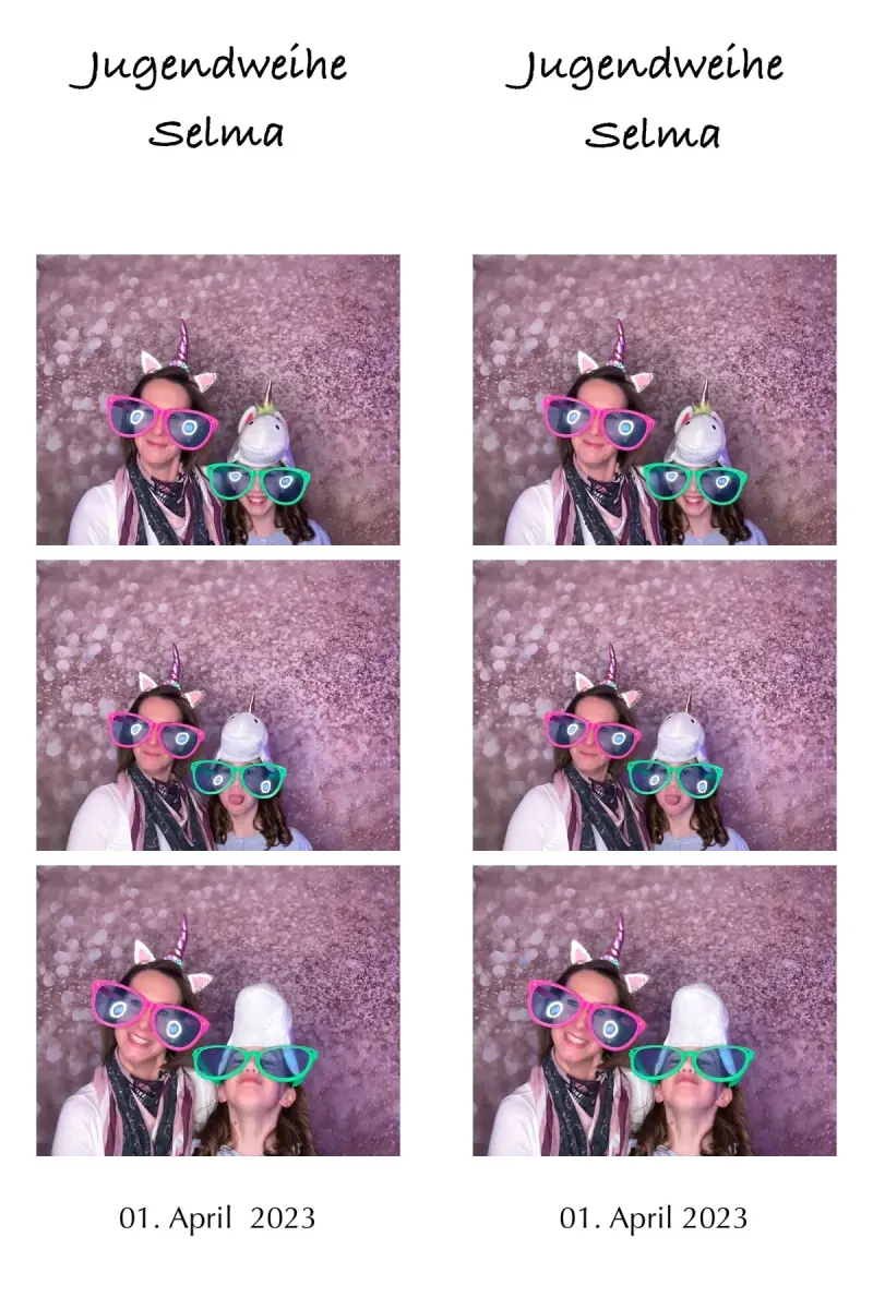 Fotobox Ausdruck – Jugendweihe Fotostreifen mit Requisiten